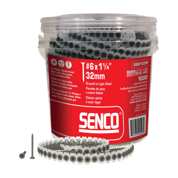 6 X 1 1/4" GR PHOS #2 PH SENCO FINE DRYWALL SCREW 1000 / BUCKET
