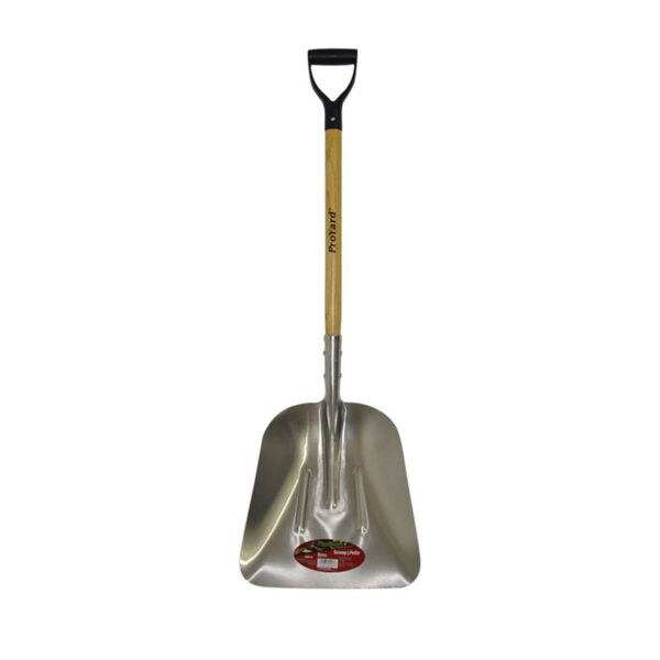 ALUMINUM GRAIN SCOOP WOOD HANDLE POLY D GRIP