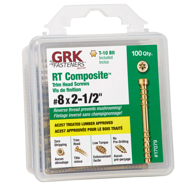 8 X 2 1/2" TRIM HEAD GRK SCREW 100 PCS / PKG