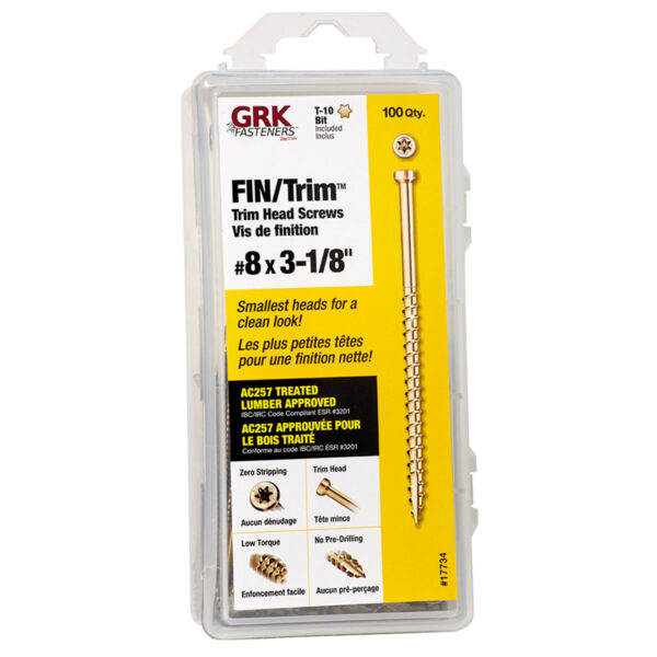 8 X 3 1/8" TRIM HEAD GRK SCREW 100 PCS / PKG