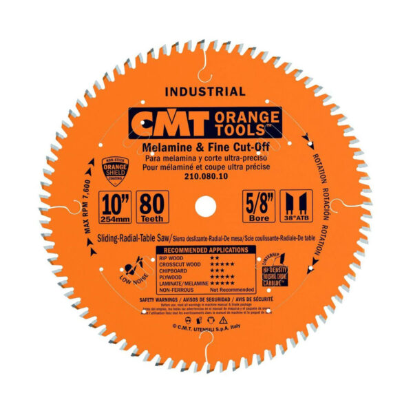 CMT 10" X 80 T 5/8" Bore Industrial Fine Cut Off Melamine