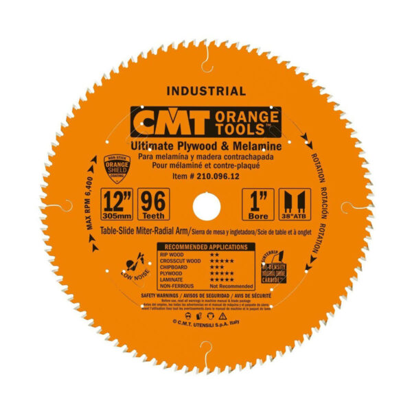 CMT 12" X 96 T 1" Bore Industrial Fine Cut-off Melamine
