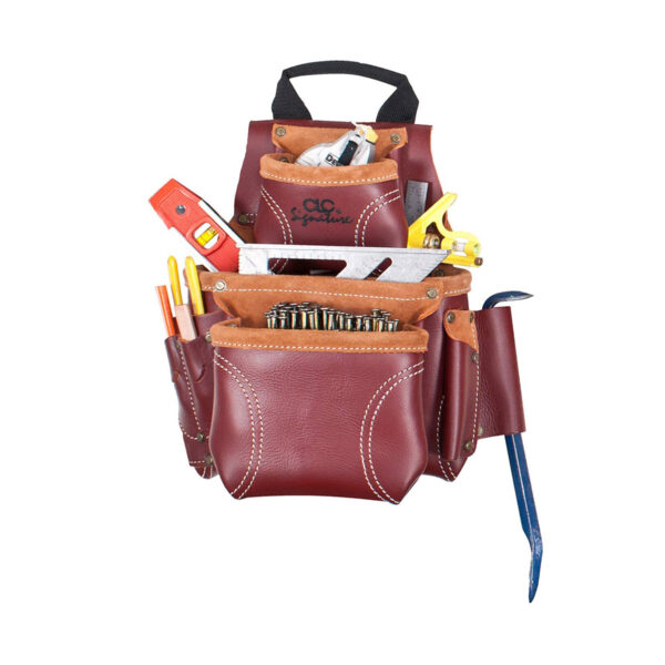 Kuny's 8 Pocket Construction Workers Heavy Duty Leather Tool and Nail Bag