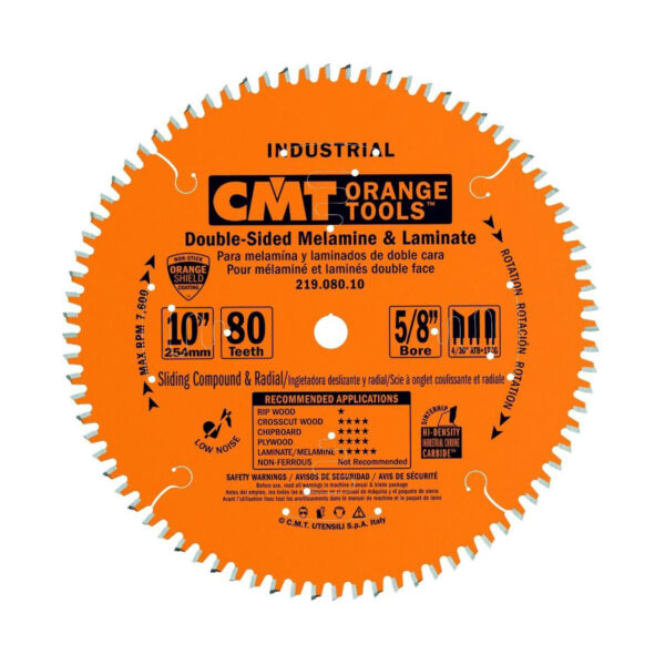 CMT Ind. Blade 10" X 80 Teeth 4/30" ATB+1TCG Grind with 5/8" Bore