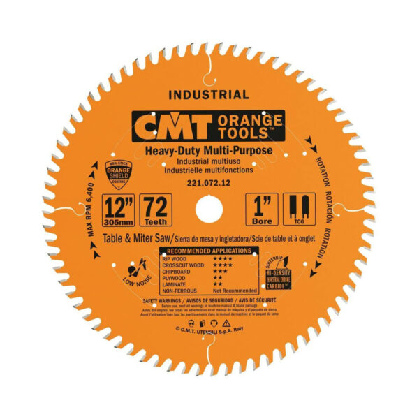CMT Circular Saw Blade 12" X 1" Bore X 72 Tooth TCG