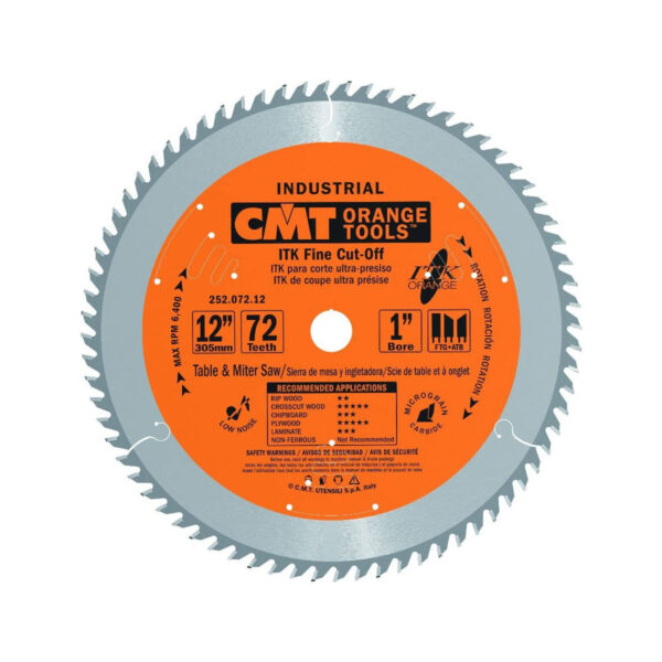 CMT Fine Cut-off Saw Blade, 12" X 72" Teeth