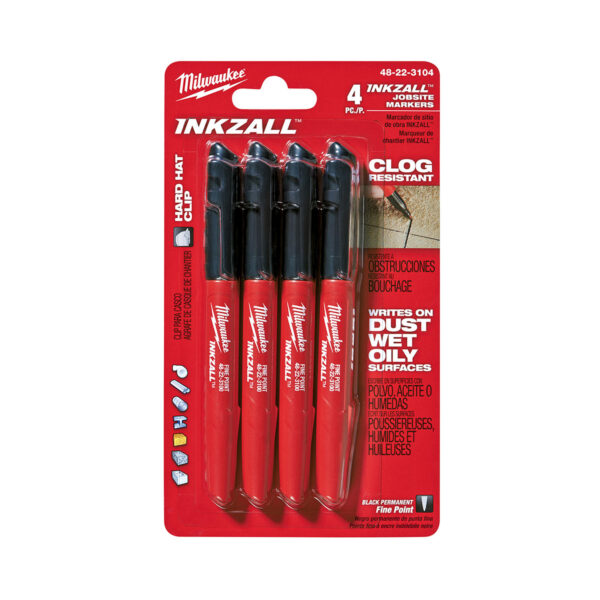 Milwaukee INKZALL Black Fine Point Marker (4pk)
