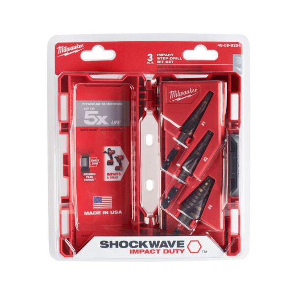 MILWAUKEE SHOCKWAVE 3PC STEP BIT KIT