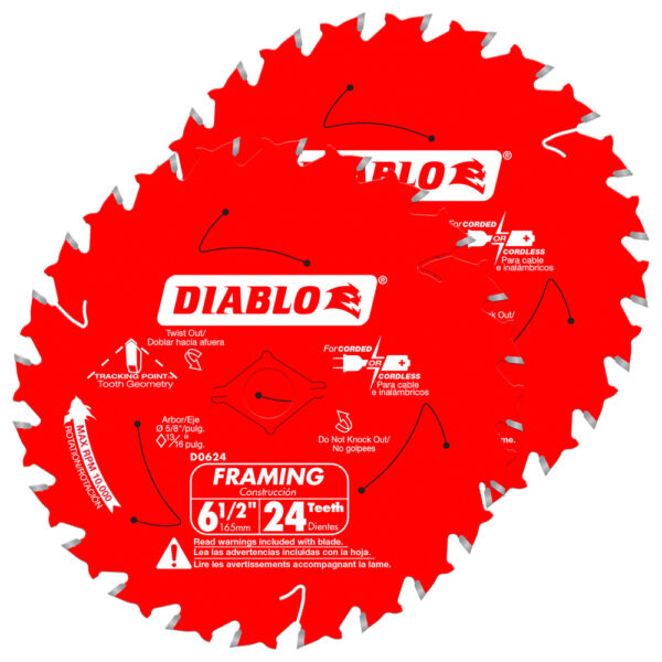 Diablo 6-1/2" x 24-Tooth Framing Saw Blade Value Pack (2-Pack)