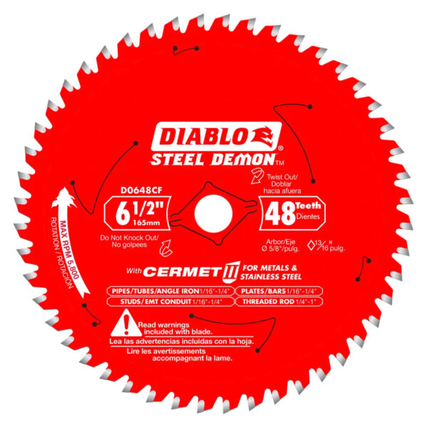 Diablo 6-1/2" x 48 Tooth Steel Demon Cermet II Saw Blade for Metals and Stainless Steel