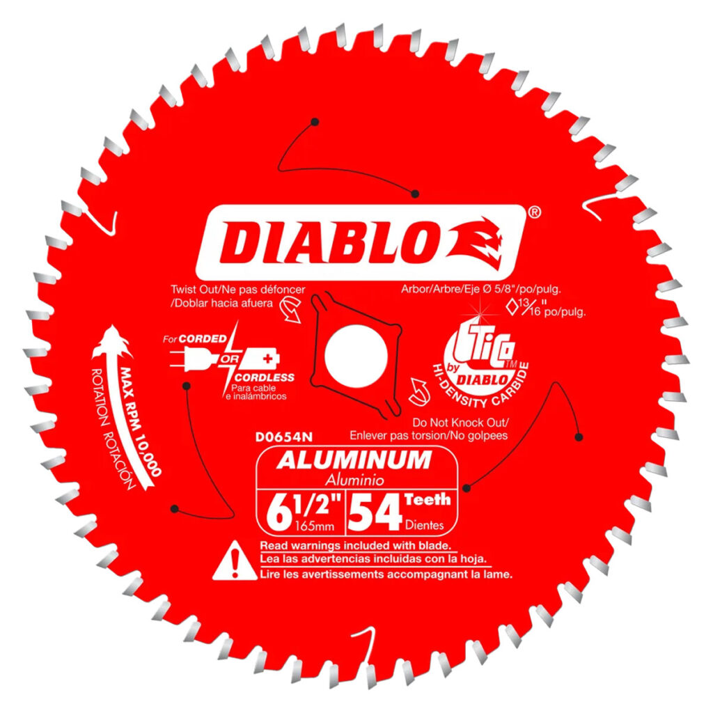 Diablo 6-1/2" x 54 Tooth Medium Aluminum Cutting Saw Blade