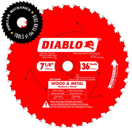 Diablo 7-1/4" x 36 Tooth Wood & Metal Carbide Saw Blade