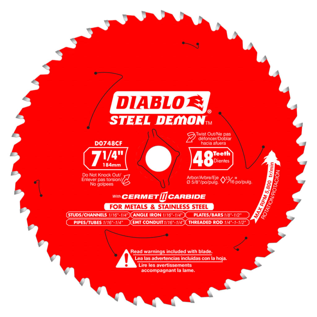Diablo 7-1/4" x 48 Tooth Steel Demon Cermet II Saw Blade for Metals and Stainless Steel