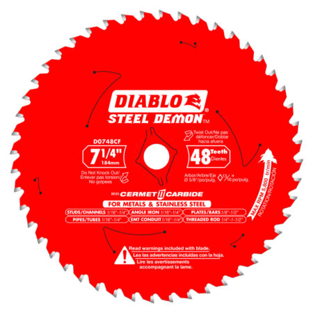 Diablo 7-1/4" x 48 Tooth Steel Demon Cermet II Saw Blade for Metals and Stainless Steel