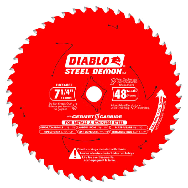 Diablo 7-1/4" x 48 Tooth Steel Demon Cermet II Saw Blade for Metals and Stainless Steel