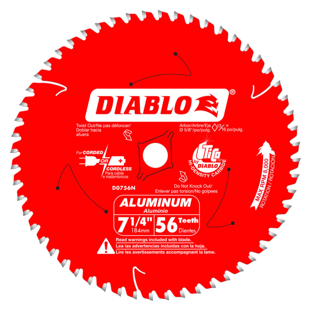Diablo 7-1/4" x 56 Tooth Thick Aluminum Cutting Saw Blade