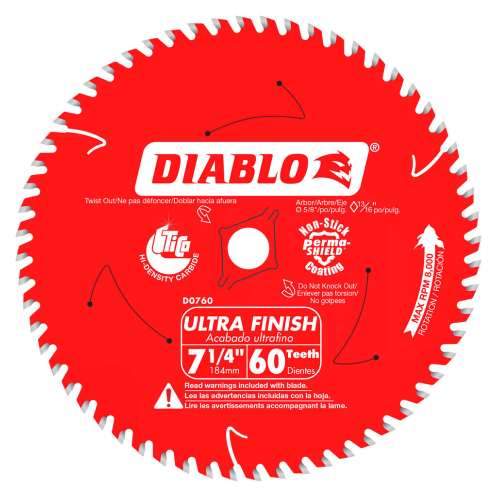 Diablo 7-1/4" x 60 Tooth Ultra Finish Saw Blade