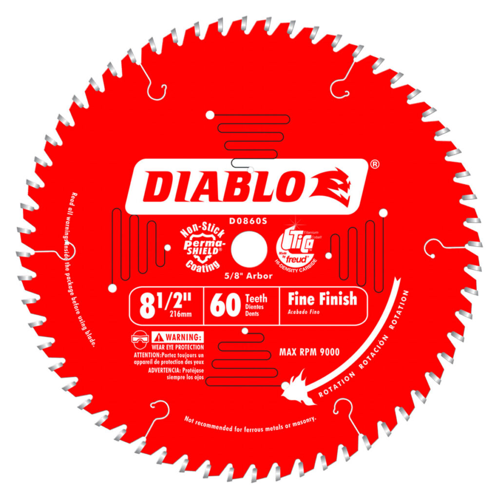 Diablo 8-1/2" x 60 Tooth Fine Finish Saw Blade