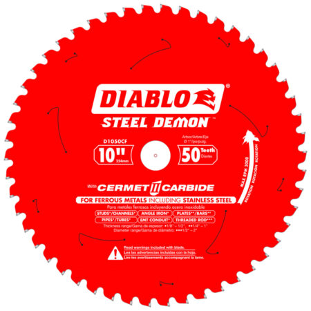 Diablo 10" x 50 Tooth Steel Demon Cermet II Saw Blade for Metals and Stainless Steel