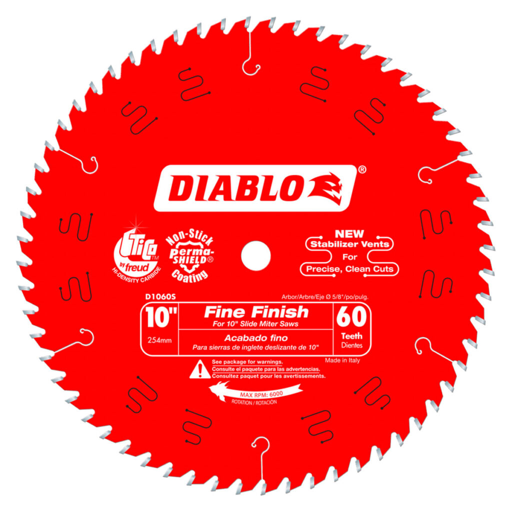 Diablo 10" x 60 Tooth Fine Finish Slide Miter Saw Blade