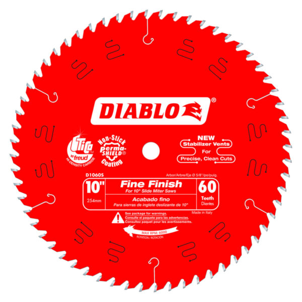 Diablo 10" x 60 Tooth Fine Finish Slide Miter Saw Blade
