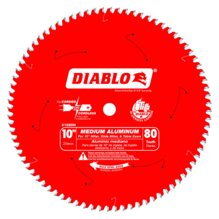 Diablo 10" x 80 Tooth Medium Aluminum Saw Blade