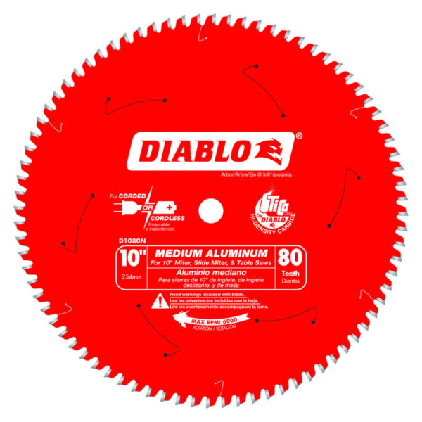 Diablo 10" x 80 Tooth Medium Aluminum Saw Blade