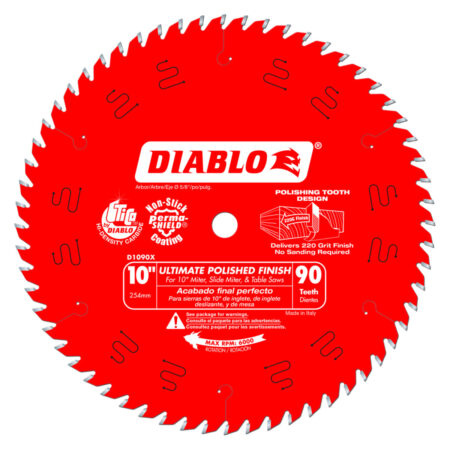 Diablo 10" x 90 Tooth Ultimate Polished Finish Saw Blade
