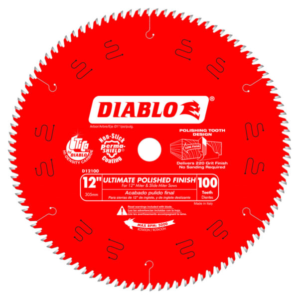 Diablo 12" x 100 Tooth Ultimate Polished Finish Saw Blade