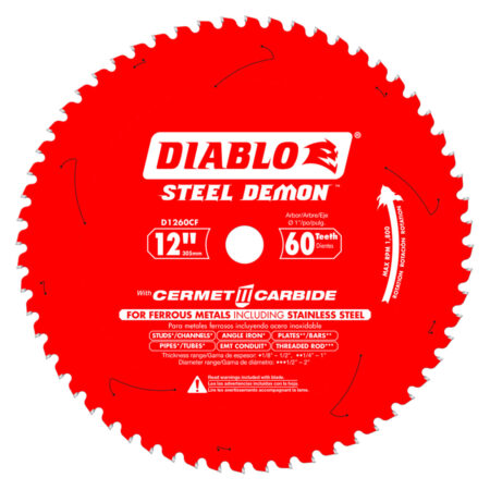 Diablo 12" x 60 Tooth Steel Demon Cermet II Saw Blade for Metals and Stainless Steel