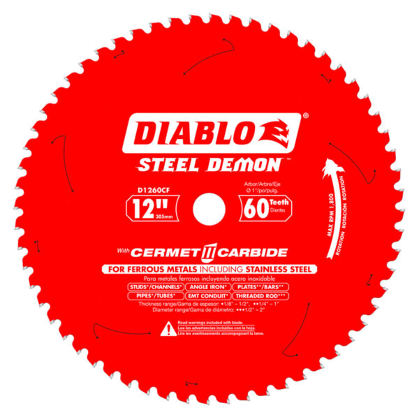 Diablo 12" x 60 Tooth Steel Demon Cermet II Saw Blade for Metals and Stainless Steel