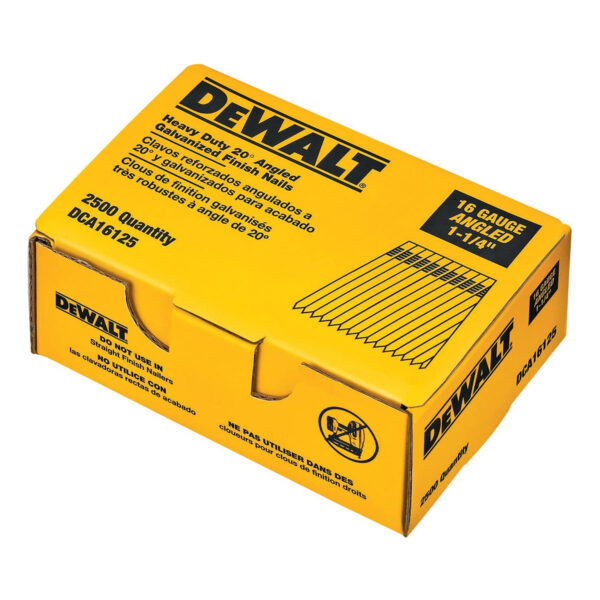 DEWALT Finish Nails, 20-Degree, 1-1/4-Inch, 16Ga, 2500-Pack