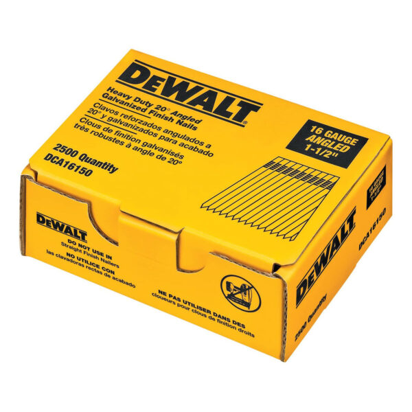 DEWALT Finish Nails, 20-Degree, 1-1/2-Inch, 16Ga, 2500-Pack