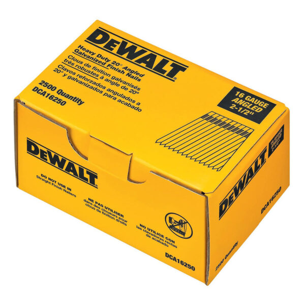 DEWALT Finish Nails, 2-1/2-Inch, 16Ga, 20-Degree, 2500-Pack