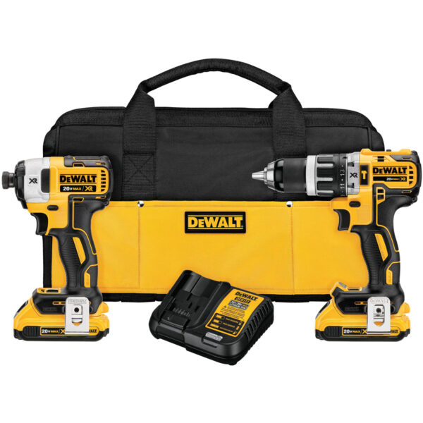 DEWALT 20V MAX* XR Brushless Impact Driver and Hammer Drill Combo Kit , Compact 2.0Ah
