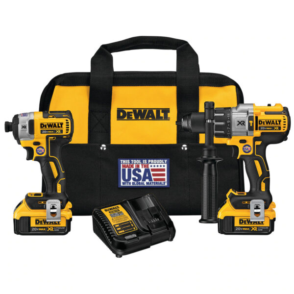 DEWALT 20V MAX* XR Brushless Impact Driver and Hammer Drill Combo Kit, Premium 4.0Ah, Cordless