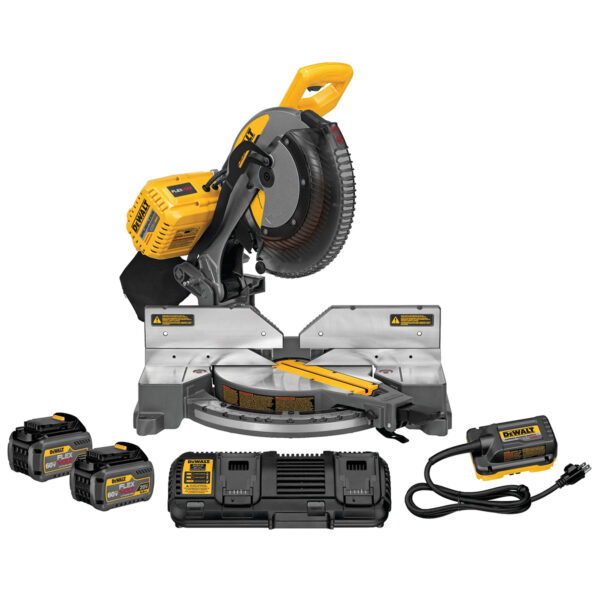 DEWALT 120V FLEXVOLT 12" MITER SAW W/ 2 6AH BATTERIES REFURB