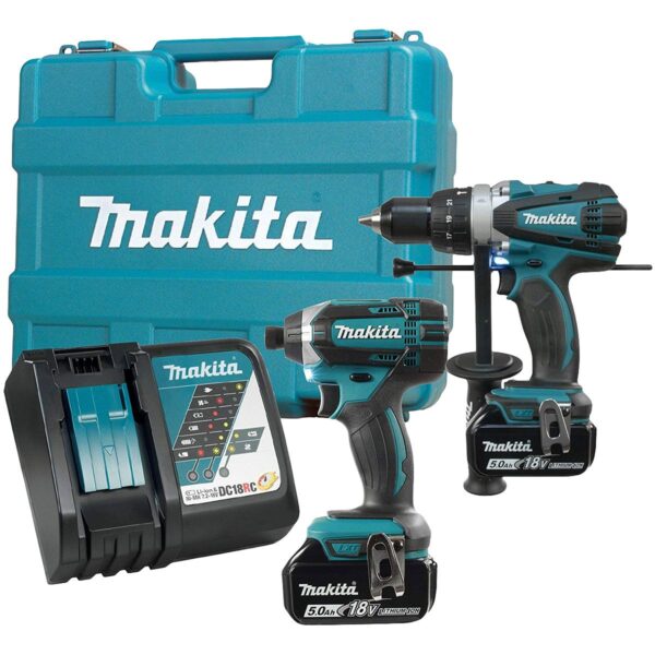 MAKITA 18V HAMMER DRILL / IMPACT COMBO KIT W/ 2X 5.0AH BATTERIES