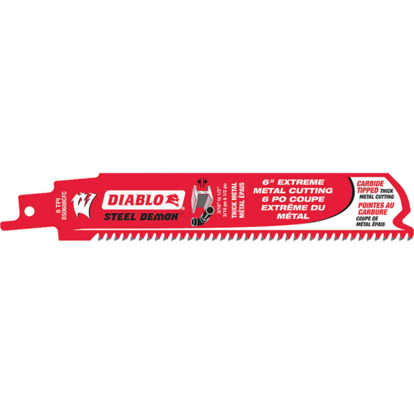 Diablo 6" Steel Demon Carbide Recip Blades for Thick Metal (3/16" - 9/16") Cutting