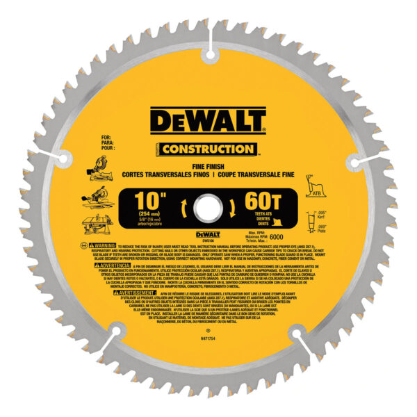 DEWALT 10-Inch Miter / Table Saw Blade, Atb, Thin Kerf, 5/8-Inch Arbor, 40-Tooth