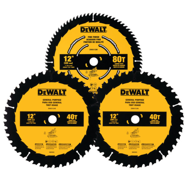 DEWALT 3 Pack 12″ Blades 80T/40T/40T