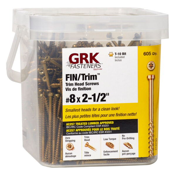 8 X 2 1/2" TRIM PRO FINISH  GRK SCREW 650 PCS / PKG
