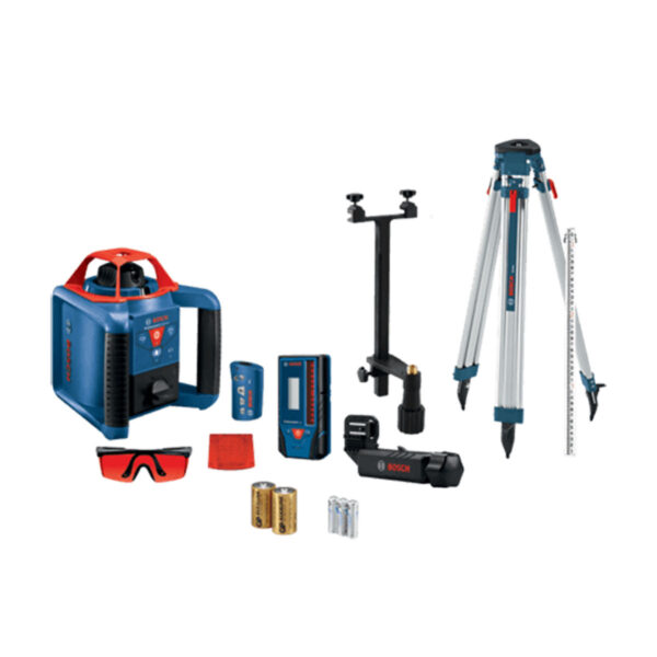 BOSCH HORIZONTAL / VERTICAL ROTARY LASER KIT W/ TRIPOD AND ROD