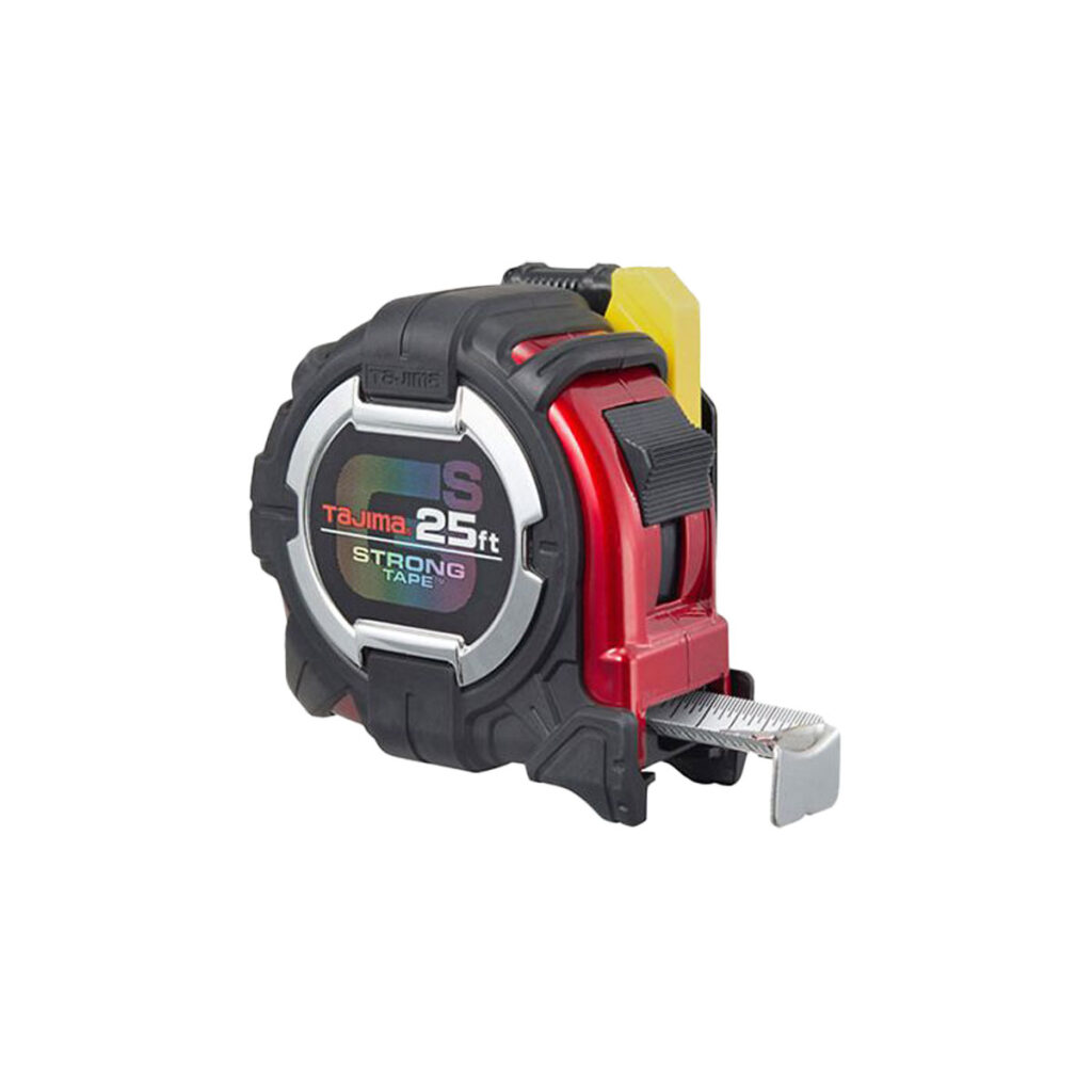 Tajima Tape Measure - 25 Ft X 1-1/16" GS-lock Measuring Tape With Shock Resistant Case & Safety Clip Holder