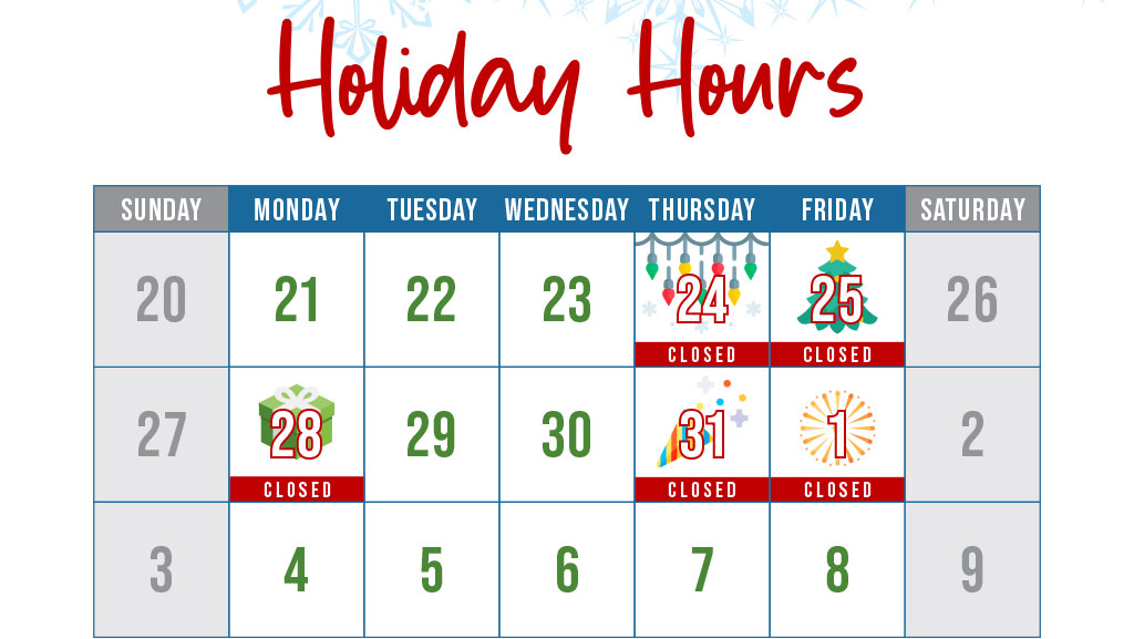 Holiday Hours 2020