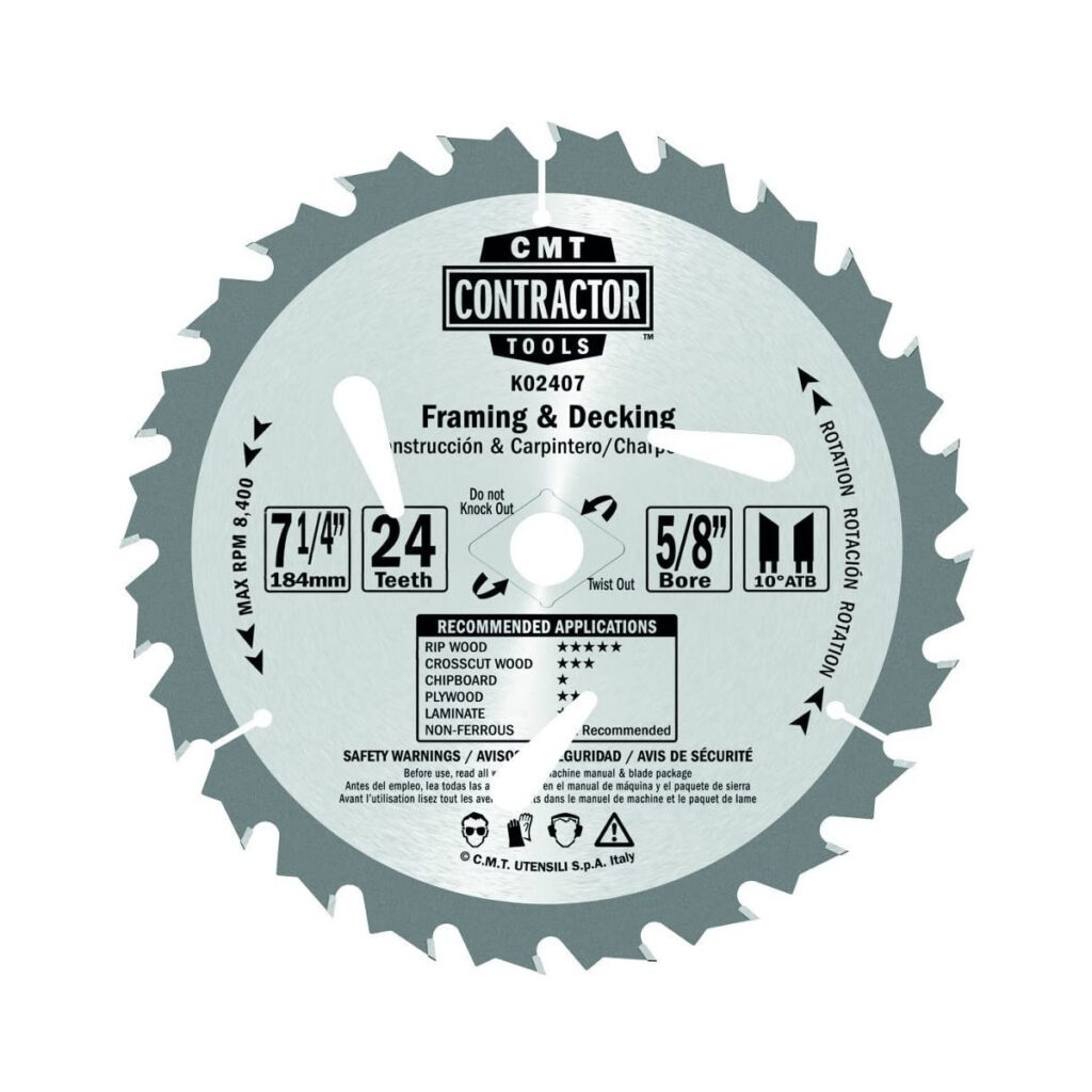 CMT ITK Contractor 7 1/4" X 24" Circular Saw Blade