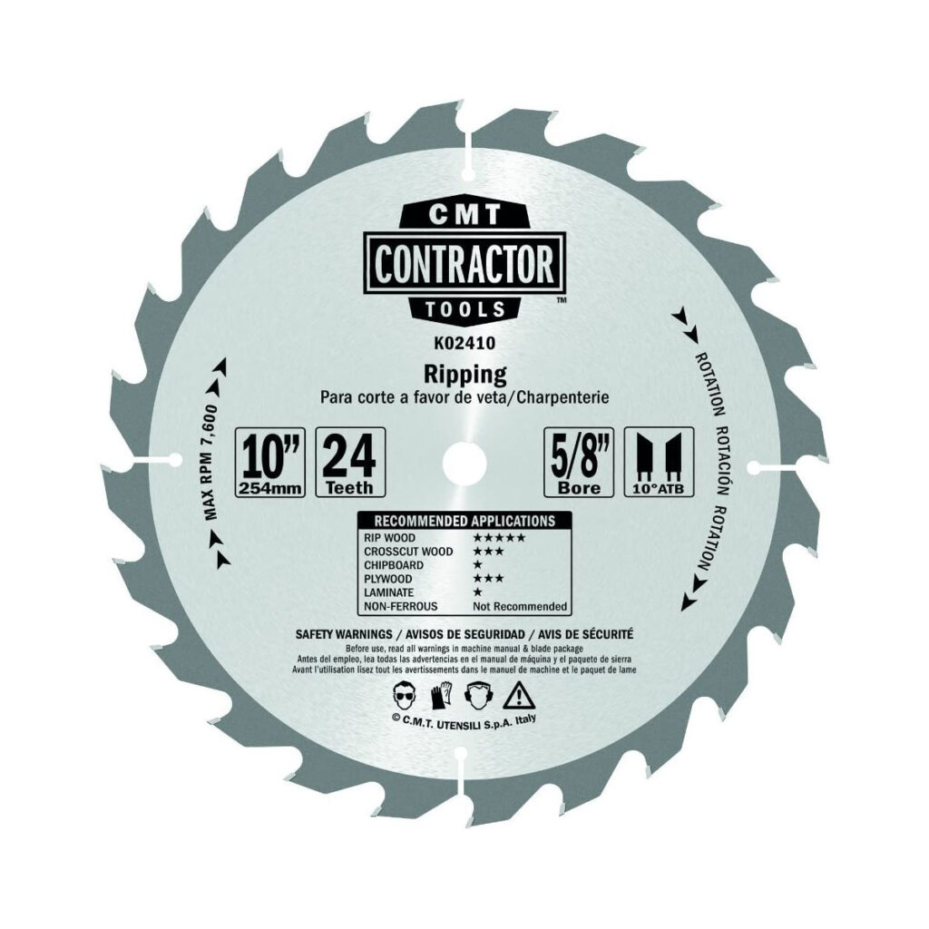 CMT ITK Contractor Saw Blade 10" X 24t