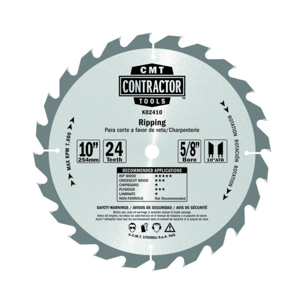 CMT ITK Contractor Saw Blade 10" X 24t