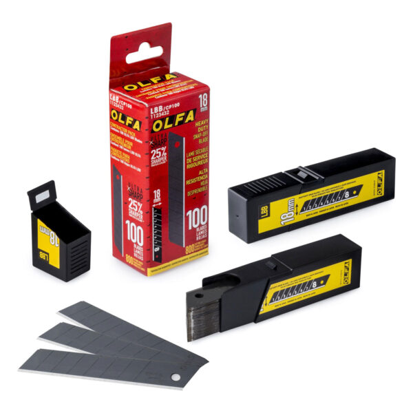 OLFA 18mm LBB/CP100 Black Snap Blades, 100pk