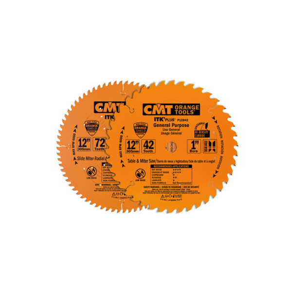 CMT ITK Plus 12" Combo Pack 1 X 42 Tooth, 1 X 72 Tooth